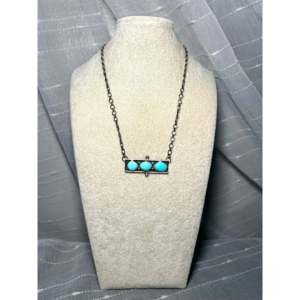 Collar Geométrico de Plata de Ley y Turquesa Kingman de Jameson Garcia para Regalo - Product Image 3