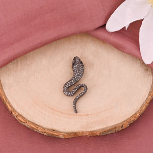 Colgante de Serpiente para Mujer, Plata de Ley 925, Bañado en Rodio Negro, Diamante Natural con Incrustaciones, Estilo Vintage, Tamaño 40x15MM - Product Image 2