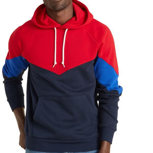 Tendencia 2025 Sudadera con capucha de bloque de color para hombre Venta al por mayor Sudaderas y sudaderas con capucha de algodón con logotipo personalizado Ropa de calle de gran tamaño - Product Image 1