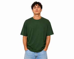 Camiseta Italiana sin Cuello, Verano, Diseño ODM, Tejido de Algodón Resistente de 220 g/m², Corte Cuadrado, para Hombre, Mezcla Perfecta de Comodidad, Verde - Product Image 1