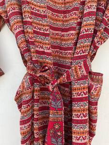 <b>Red</b> Crepe <b>Silk</b> Kimono Robe Women <b>Silk</b> Robe <b>Silk</b> Sari Kimono Beautiful Wrap up - Product Image 2