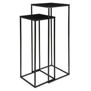Lot de 2 piliers latéraux en aluminium et fer Plante haute de style nordique avec finition noire mate pour le salon et la chambre à coucher - Product Image 1