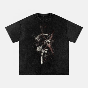 Camiseta Retro de Algodón Lavado al Ácido, Estilo Desgastado, Informal, para Uso Diario, Suave y Cómoda, para Hombre y Mujer - Product Image 1