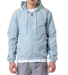 Custom Printed Logo Streetwear <b>Light</b> Weight Nylon <b>waterproof</b> Drawstring Oversized Men's Hooded Windbreaker Zip up <b>Jackets</b> - Product Image 1