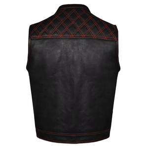 <b>Men</b> Leather <b>Vest</b> Slim Fit Retro <b>Fashion</b> Casual Biker Sleeveless Breathable OEM Service Western Cowboy Style Outerwear - Product Image 6