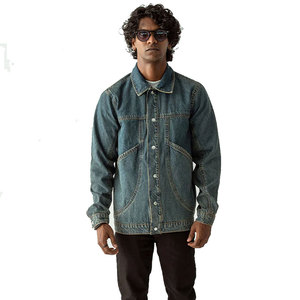 New Fashionable Factory Price Black Color Canvas Breathable Lightweight High Quality Quick Drying Popular Proof <b>Men</b> <b>Denim</b> <b>Jacket</b> - Product Image 1