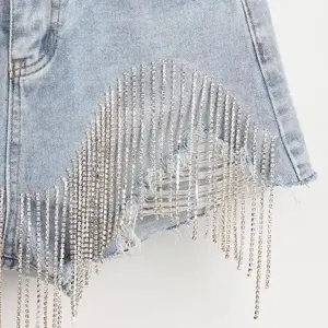 Wholesale Custom Summer <b>Shorts</b> <b>Short</b> Jeans New Zipper Fly Pocket Frayed Raw <b>Ripped</b> <b>Denim</b> <b>Shorts</b> for Women - Product Image 5