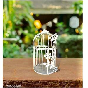 ตกแต่งด้วยดอกไม้สีงาช้างแบบแขวนกรงนกสำหรับตกแต่งสวนบ้านทำด้วยมือแบบอินเดีย - Product Image 4