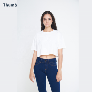 Bông Trắng Crop Top Đối Với Phụ Nữ T Áo Sơ Mi Biểu Tượng Tùy Chỉnh Thiết Kế Để In Ấn Dtf Dtg Lụa Màn Hình Chất Lượng Cao Y2K Quần Áo - Product Image 2