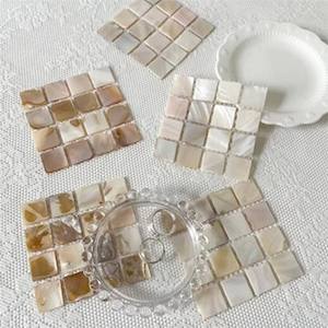 Luxury Mother of Pearl Tea <b>Coaster</b> <b>Set</b> with Holder Custom Size round Square Bone Inlay Luxury Mats & Pads - Product Image 3