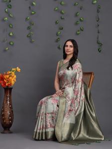 Haute sur demande Banasari soie douce superbe vêtements ethniques fantaisie Look Saree exportation la plus à la mode dernière blouse vêtements de mariée exclusifs - Product Image 5