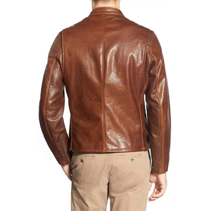 Chaqueta de Cuero Genuino de Piel de Oveja para Hombre, Estilo Slim, con Cuello Alto, a la Moda, para Motocicleta, Otoño Invierno - Product Image 6