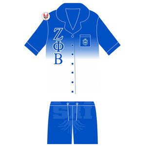 Conjunto de Pijama de Satén Personalizado de la Hermandad Zeta Phi Beta, Ropa Bordada Azul para Hermandades y Fraternidades con Logotipo Personalizado, Primavera Verano - Product Image 2