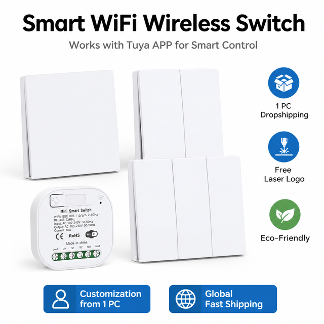 QX-308 1/2/3 Gang Alexa Google Home Intelligent Voice Control Tuya Wifi Smart Switch