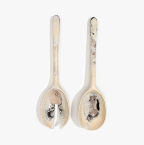 Ustensiles de service à salade en résine de luxe Cuillères et fourchettes à salade élégantes et légères pour la décoration de la cuisine et de la salle à manger modernes - Product Image 2