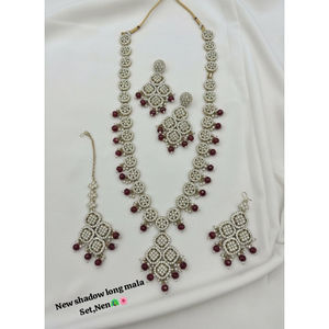 New Shadow Long Mala Bridal Copper Gold Plated <b>Kundan</b> <b>Jewelry</b> Set Earrings Maang Tikka for Engagement Party Wedding Wholesale - Product Image 1