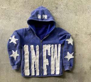 Sudadera con capucha corta lavada con ácido personalizada, ropa de calle, MOQ bajo, ropa de moda, Sudadera con capucha bordada, sudaderas con capucha de Hip Hop Unisex hechas en PK - Product Image 4