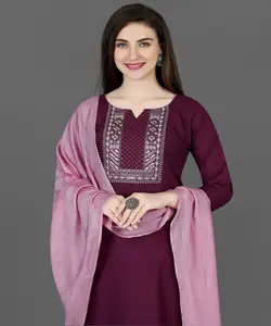 India Pakistan gaya salwar kameez siap dibuat Wanita setelan katun dijahit elegan gaun wanita