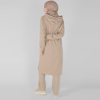 Nouvelle Collection : Ensemble 2 Pièces à Capuche Automne, Broderie Unie, Boutons, Manches Longues, Style Arabe, Décontracté, Islamique, en Tissu Éponge 100% Polyester Respirant