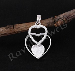 2025 superventas conjunto de bisel 8x8mm Triple corazón diseño circón en blanco encanto colgante mujeres plateado plata esterlina joyería hallazgos - Product Image 3