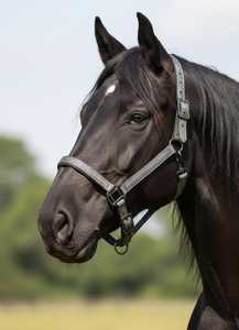 Rub International Leather Horse <b>Halter</b> with Reflective Sparkle Glitter | English Saddle Style Rope <b>Halter</b> | High-Density Webbing - Product Image 2