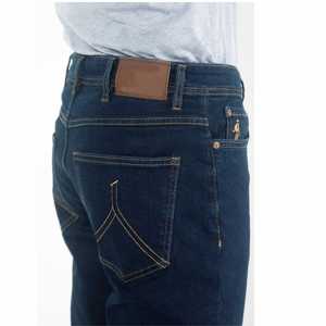 Jean en denim stretch coupe intelligente, bleu nuit, jean fuselé pour homme, coton mélangé confortable, tenue décontractée, denim indigo classique - Product Image 3