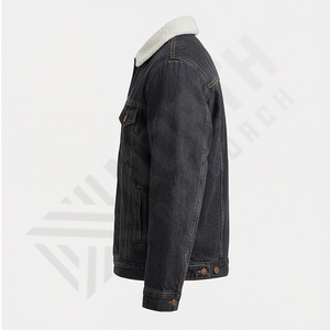 Veste en jean courte personnalisée de haute qualité, style décontracté d'hiver, col montant, logo frontal, style de veste tendance - Product Image 3
