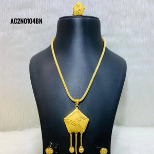 Classic Design High Quality Long Necklace Set With Earrings 18K Gold Plated One Gram Jewellery for Women - Product Image 1