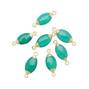 ขั้วต่อทองแดงชุบทอง8X14มม. สำหรับทำเครื่องประดับอัญมณีสีเขียว - Product Image 1