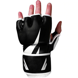 ถุงมือชกมวยครึ่งนิ้ว MMA แบบครึ่งนิ้วคุณภาพสูงสำหรับนักมวยหนัง PVC ขนาด12ออนซ์14ออนซ์2024ปากีสถานผู้ผลิต