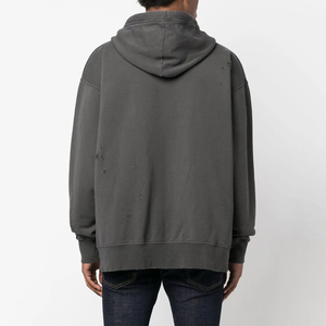 เสื้อโออีเอ็ม แอซิดวอช ดีไซน์ขาดๆ ผ้าฝ้ายฟลีซ 100% ทรงปกติ แขนยาว ยูนิเซ็กซ์ ปักโลโก้ตามสั่ง กันลมในฤดูหนาว เป็นมิตรกับสิ่งแวดล้อม - Product Image 5