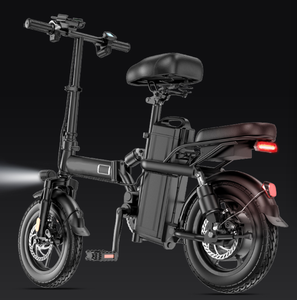 Bicicleta Eléctrica de 14 Pulgadas con Batería de Litio de 48V 8Ah, Motor sin Escobillas, Cuadro de Acero Aleado, Doble Suspensión, Frenos de Disco Mecánicos y Pedaleo Asistido - Product Image 3