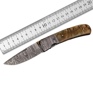 Couteau pliant professionnel en acier damas à haute teneur en carbone survie chasse industrielle OEM personnalisé pointe de lance 8 pouces 3 ans - Product Image 5