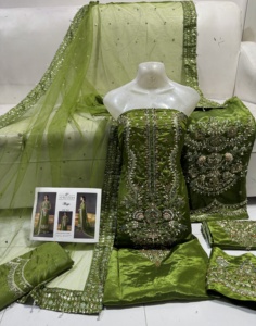 Traje de Fiesta Paquistaní de Lujo en Chifón, Elegante Vestido Sharara, Vestido Formal de 3 Piezas con Bordado Intenso para Bodas - Product Image 5