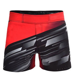 Red Black Color Custom Logo <b>Make</b> <b>Your</b> <b>Own</b> Good Quality Breathable Eco Friend Lightweight Fabric MMA Shorts BY AMAZING INDUSTRIES - Product Image 1