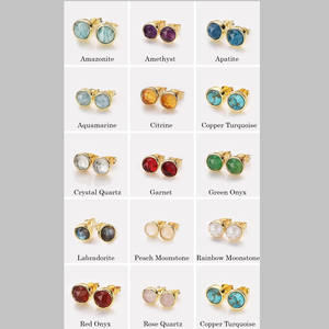 Boucles d'oreilles clous rondes en argent sterling 925 avec amazonite - Pierres précieuses naturelles de haute qualité, clous minimalistes - Product Image 2