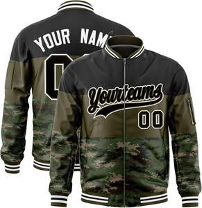 Chaqueta universitaria con cremallera personalizada con ribete acanalado y mangas en contraste OEM Direct Factory para compradores globales - Product Image 1