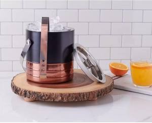 Stylish Stainless Steel <b>Ice</b> <b>Bucket</b> <b>with</b> <b>Lid</b> Handle and Tongs Two Tone Finish Insulated Design for Modern Home Bar - Product Image 3