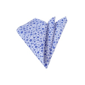 Foulard en coton avec imprimé fleur bleue sur blanc - Product Image 1