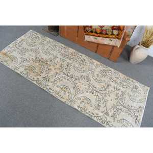 Tapis turc, tapis de couloir vintage 2,5x6,46 pieds, tapis abstrait vert et marron - Product Image 3