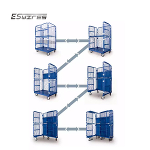 Mudah merakit bubuk dilapisi logam portabel penyimpanan industri peralatan logistik gudang roll kandang troli - Product Image 3