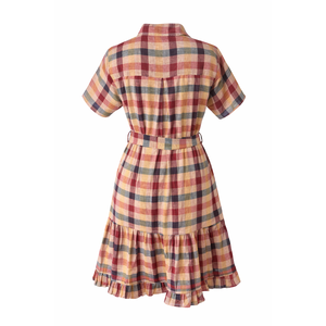 Minivestido de Algodón 100% con Cuello, Volantes en el Bajo y Botones, Estilo Casual Versátil para Uso Diario y Graduación, Talla XS, Largo hasta la Rodilla, ODM - Product Image 6