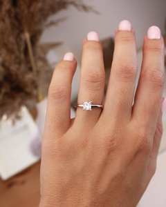 Bague de fiançailles Moissanite coupe princesse 7mm | Bague de mariée de mariage solitaire | Bijoux fins personnalisé argent or OEM - Product Image 3