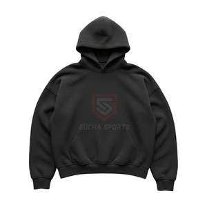 Sudadera con Capucha de Patrón Geométrico Abstracto, Felpa de Algodón Grueso, Estampado Gráfico Moderno, Corte Cuadrado - Product Image 5