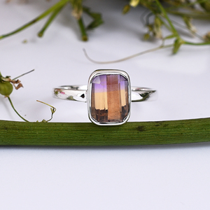 Bague en argent Sterling 925, amétrine carrée, conception de bijoux faits à la main, belle bague Design, vente en gros, fabricant de bijoux - Product Image 1
