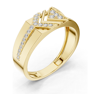 Bague en forme de flèche en chevron avec diamant de laboratoire 0,192 CT pour femme, clarté VVS-VS EF, or 18 carats, 14 carats, 10 carats et argent 925, rose, jaune - Product Image 5