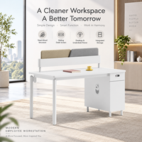 Bureau de travail minimaliste moderne pour une seule personne avec armoire informatique verrouillable et panneau coulissant pour bureau compact
