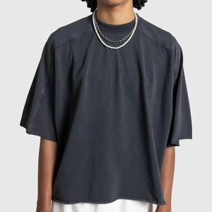 เสื้อยืดผ้าฝ้าย100% สไตล์วินเทจสำหรับผู้ชายเสื้อยืดครอปแอซิดแอซิดแบบหรูหราขนาดใหญ่250 GSM น้ำหนักมาก - Product Image 3