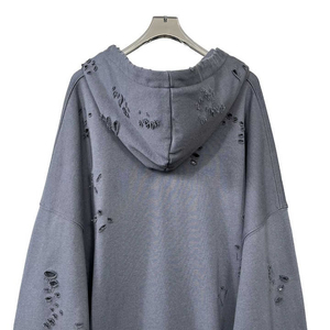 Sweats à capuche surdimensionnés avec fermeture éclair pour hommes Streetwear Broderie respirante Tendance thermique Vente en gros Sweats à capuche lavés à l'acide - Product Image 4