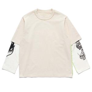 T-shirts à manches longues pour hommes T-shirt unisexe à double couche imprimé personnalisé surdimensionné décontracté col rond 2-en-1 T-shirts à double couche - Product Image 5